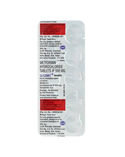 GLYCOMET 500MG TAB 10S